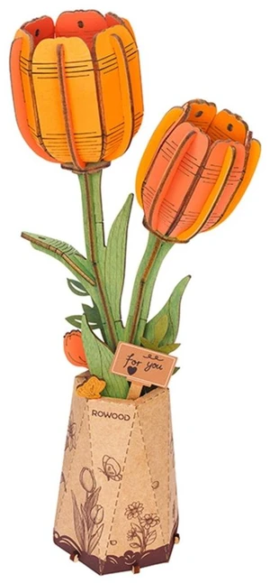 DIY 3D Wood Puzzle Orange Tulip 76pcs DIY 3D Wood Puzzle Orange Tulip 76pcs