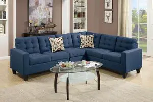 Tashir 4-Piece Modular Sectional Sofa Upholstered in Navy Polyfiber