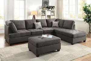 Agen 2-Piece Sectional Sofa with Reversible Chaise in Ash Black Dorris Fabric
