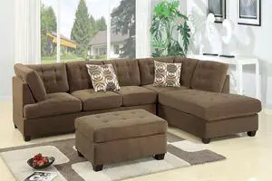 Odense 2-Piece Reversible Sectional Sofa In Truffle Waffle Suede