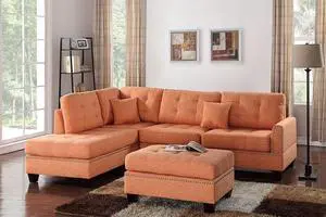 Albi 3-Piece Sectional Sofa Set with Ottoman Covers in Citrus Polyfiber