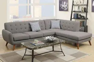 Ayrum 2-Piece Sectional Sofa Upholstered in Grey Polyfiber