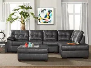 Reine  2 Piece Living room Sectional Sofa Set in Grey Polyester