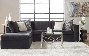 Colmar 2 Piece Living room Sectional Sofa in Ebony Fabric