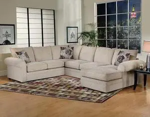 Alcamo 3 Piece Sectional Sofa Set with Chaise in Beige Fabric