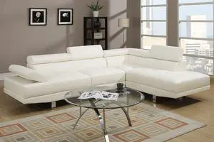Fidenza White 2-Piece Sectional Sofa Upholstered in Faux Leather