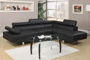 Fidenza Black 2-Piece Sectional Sofa Upholstered in Faux Leather