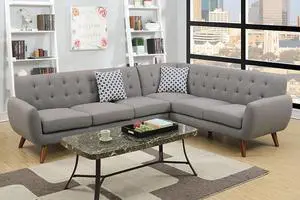 Erts Grey  2 Piece Sectional Sofa Upholstered in Poly Fiber