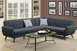 Erts Ash Black 2 Piece Sectional Sofa Upholstered in Poly Fiber