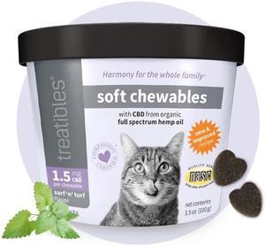 Treatibles Soft Chewables For Cats - Organic Hemp Oil Chewables - 60 Chewables