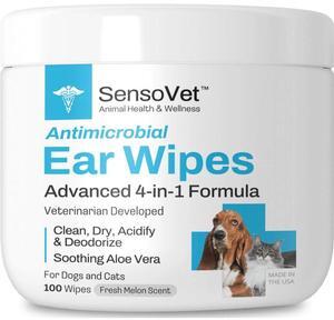 SensoVet Dog Ear Wipes Advanced 4 in 1 Cleaning Solution Prevent Ear Infections