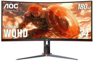 AOC - CU34G2XP 34" VA Curved Gaming Monitor, WQHD (3440x1440), 180Hz, 1ms, Freesync, HDR 400