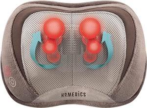 Homedics Back and Neck Massager, Portable Shiatsu All Body Massage Pillow with Heat, Targets Upper and Lower Back, Neck and Shoulders. Lightweight for Travel.