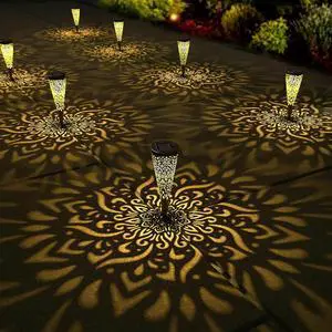 gardencave 6 Pack Solar Lights Outdoor Garden Decorative Mandala Solar Garden Lights with Warm Light Waterproof Solar Pathway Landscape Lights for Path Patio Backyard Walkway Yard Lawn Decor (Black) gardencave 6 Pack Solar Lights Outdoor Garden Decorative Mandala Solar Garden Lights with Warm Light Waterproof Solar Pathway Landscape Lights for Path Patio Backyard Walkway Yard Lawn Decor (Black)
