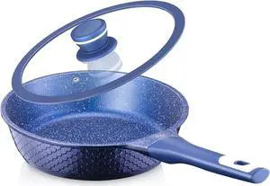 Ailwyn 8" Nonstick Small Frying Pan with Lid - 8 Inch Nonstick Skillets with USA Blue Gradient Granite Derived Coating