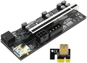 010-X PCIE Riser 1x to 16x Graphic Extension with flash LED for Bitcoin GPU Mining Powered Riser Adapter Card