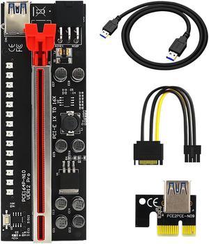 New Ver12 pro PCIE Riser 1x to 16x Graphic Extension with 3528 colorful flash LED for Bitcoin GPU Mining Powered Riser Adapter Card