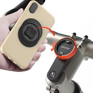 Sincetop Bike Phone Mount for Mountain Bicycle, Universal Aluminum Road Bike Stem Cap Cell Phone Holder, Connect Quickly System Riding Clip Stand for iPhone Samsung Google - Orange