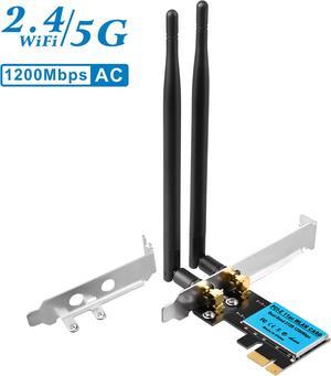 Wireless AC 1200Mbps PCIE Wi-Fi Card, 2.4G/5G Dual Band Wireless PCI Express Network Card for Gaming,Video Streaming on Windows7/8/8.1/10(32/64bit), PCIE WiFi Cardfor Desktop PCs