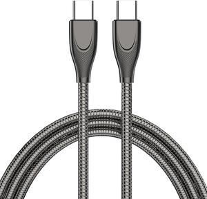 USB Type-C Charger Cable, 100W PD Fast Charging, 6ft Metal Braided, Chew-Proof, USB-C Male to Male Data Sync Cord for iPhone 15, MacBook Pro 2020, iPad Pro 2020, Galaxy S23