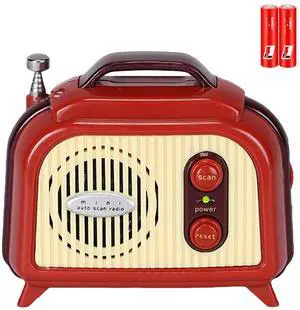 Sourcingbay Vintage Mini FM Radio  Portable Retro-Style Radio with Auto Scan  Classic Decorative Desk Accessory  Battery Powered, Perfect for Home & Travel