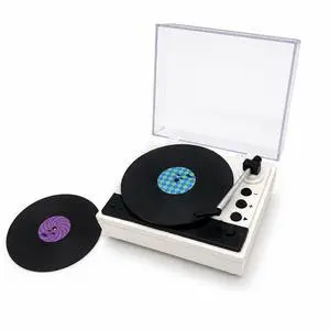 Sourcingbay Mini Record Player with Voice Recording, 4 Discs, Auto-Spinning Desk Decor,White Sourcingbay Mini Record Player with Voice Recording, 4 Discs, Auto-Spinning Desk Decor,White
