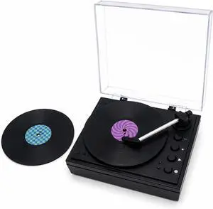 Sourcingbay Mini Record Player with Voice Recording, 4 Discs, Auto-Spinning Desk Decor,Black Sourcingbay Mini Record Player with Voice Recording, 4 Discs, Auto-Spinning Desk Decor,Black