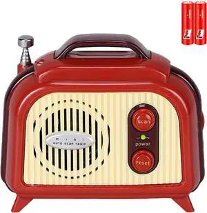 Sourcingbay Mini FM Radio, Vintage FM Only Radio 88-108 MHz, Auto Scan, 2 AA Battery Power, Compact for Desk, Shelf or Bedside Sourcingbay Mini FM Radio, Vintage FM Only Radio 88-108 MHz, Auto Scan, 2 AA Battery Power, Compact for Desk, Shelf or Bedside
