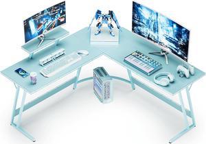 Homall L-Shaped Gaming Desk 51 Inches Corner Office Gaming Desk with Removable Monitor Riser (Blue)