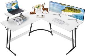 Homall L-Shaped Gaming Desk 51 Inches Corner Office Gaming Desk with Removable Monitor Riser (White)