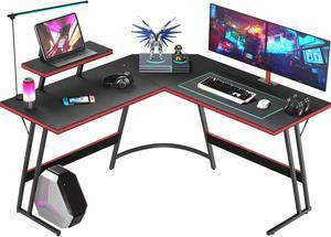 Homall L-Shaped Gaming Desk 58 Inches Corner Office Gaming Desk with Removable Monitor Riser (Black)