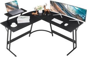 Homall L-Shaped Gaming Desk 51 Inches Corner Office Gaming Desk with Removable Monitor Riser (Black)