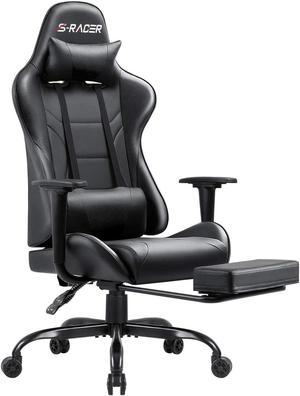 Homall Gaming Chair Computer Office Chair Ergonomic Desk Chair with Footrest Racing Executive Swivel Chair Adjustable Rolling Task Chair (Black)