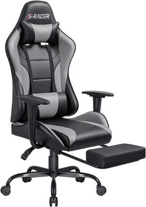 Homall Gaming Chair Computer Office Chair Ergonomic Desk Chair with Footrest Racing Executive Swivel Chair Adjustable Rolling Task Chair (Grey)