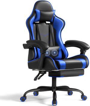 Homall PU Leather Gaming Chair Massage Ergonomic Gamer Chair Height Adjustable Computer Chair with Footrest and Lumbar Support Blue
