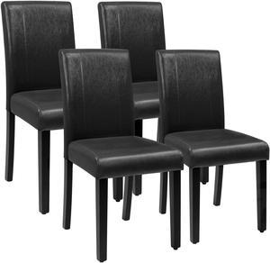 Homall Dining Chair PU Leather Modern Urban Style Home Chairs Living Room Armless Side Chair with Solid Wood Legs Set of 4 (Black)