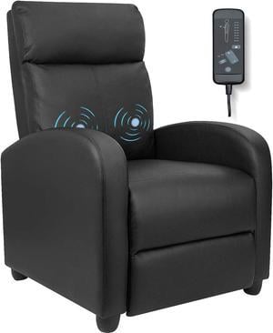 Homall Massage Recliner PU Leather Faux Leather Home Theater Recliner with Padded Seat and Massage Backrest (Black)