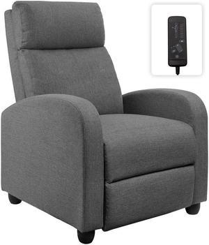 Homall Fabric Massage Recliner Chair Ergonomic Adjustable Home Theater  Seat Modern Single Recliner Sofa with Thick Seat Cushion for Living Room (Gray)