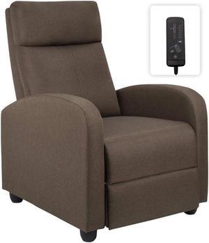 Homall Fabric Massage Recliner Chair Ergonomic Adjustable Home Theater  Seat Modern Single Recliner Sofa with Thick Seat Cushion for Living Room (Brown)