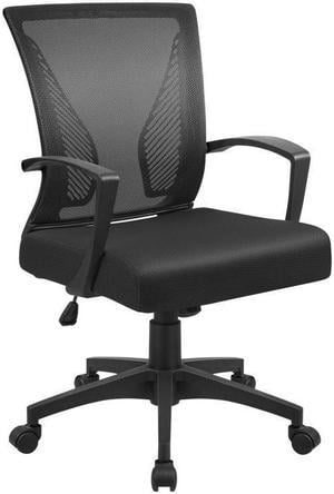 Furmax Office Chair Mid Back Swivel Lumbar Support Computer Ergonomic Mesh Chair with Armrest (Black)