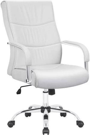 Furmax High Back Office Desk Chair Conference Leather Executive with Padded Armrests, Adjustable Ergonomic Swivel Task Chair with Lumbar Support (White)