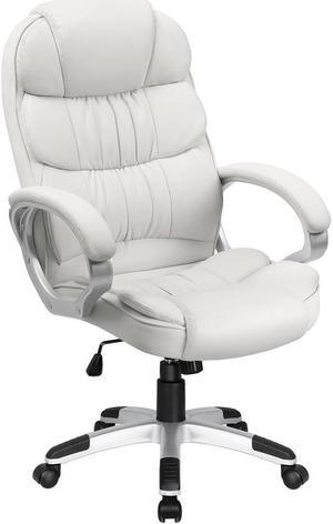 Furmax High Back Office Chair Adjustable Ergonomic Desk Chair with Padded Armrests, Executive PU Leather Swivel Task Chair with Lumbar Support (White)