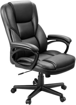Furmax Office Exectuive Chair High Back Adjustable Managerial Home Desk Chair, Swivel Computer PU Leather Chair with Lumbar Support (Black)