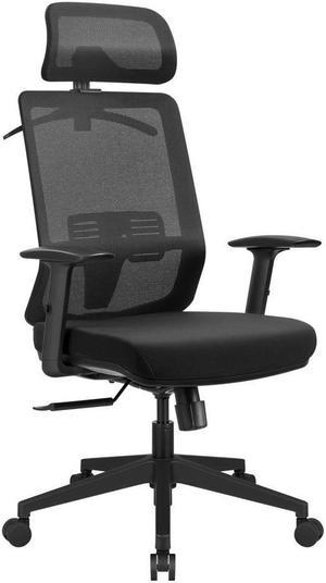 Furmax Ergonomic Office Chair High Back Desk Chair Mesh Computer Chair with Adjustable Headrest, Lumbar Support, Armrests and Clothes Hanger (Black)