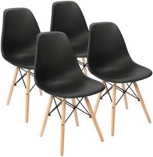 Furmax Pre Assembled Modern Style Dining Chair Pre Assembled White Effiel Modern DSW Chair, Shell Lounge Plastic Chair for Kitchen, Dining, Bedroom, Living Room Side Chairs Set of 4 (Black)