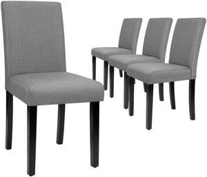 Furmax Dining Chairs Urban Style Fabric Parson Chair Kitchen Livng Room Armless Side Chair with Solid Wood Legs Set of 4 (Gray)