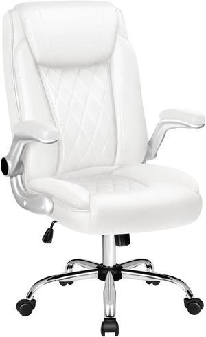 Furmax Faux Leather Commercial Use Executive Chair with Headrest, White