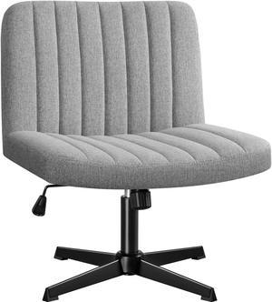 Furmax Office Desk Chair Armless Swivel Vanity Chair, Fabric Padded Home Office Chair No Wheels, Gray
