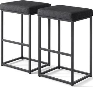 Furmax Upholstered Counter & Bar Stool with Footrest, PU leather (Set of 2)