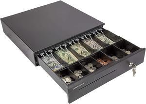 16'' Cash Register Drawer w/ 5 Bill 6 Coin Cash Tray, Auto-open, Black